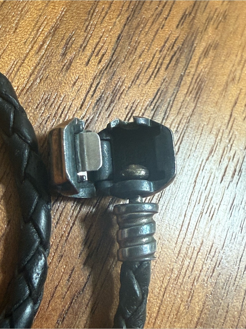 Pandora Black Braided Leather Double Wrap Bracelet with Sterling Silver moments - Picture 5 of 9
